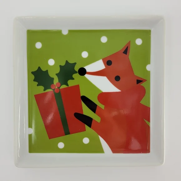 Crate & Barrel Appetizer Dessert Plates Holiday Set Of 4 Joan Anderson Square - Picture 7 of 13